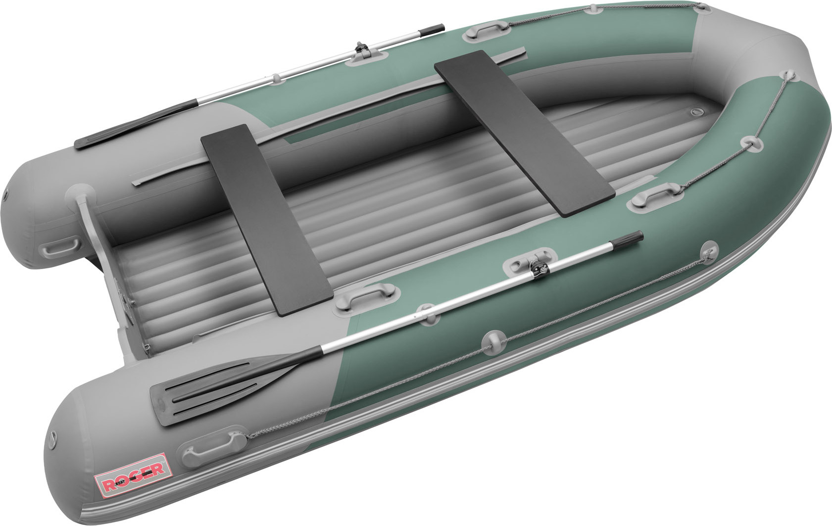 Надувная лодка Roger Boat Sfera 3800 (безконусная, средний киль, зеленый/серый комби)