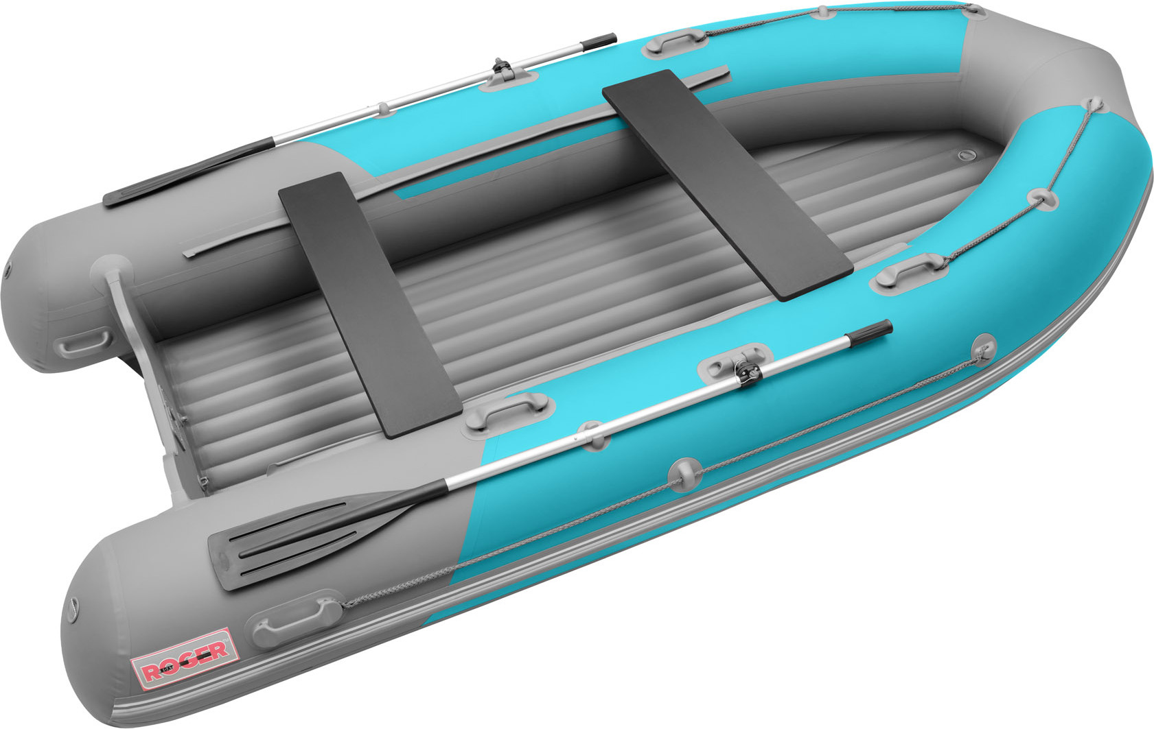 Надувная лодка Roger Boat Sfera 3800 (безконусная, средний киль, бирюзовый/серый комби)