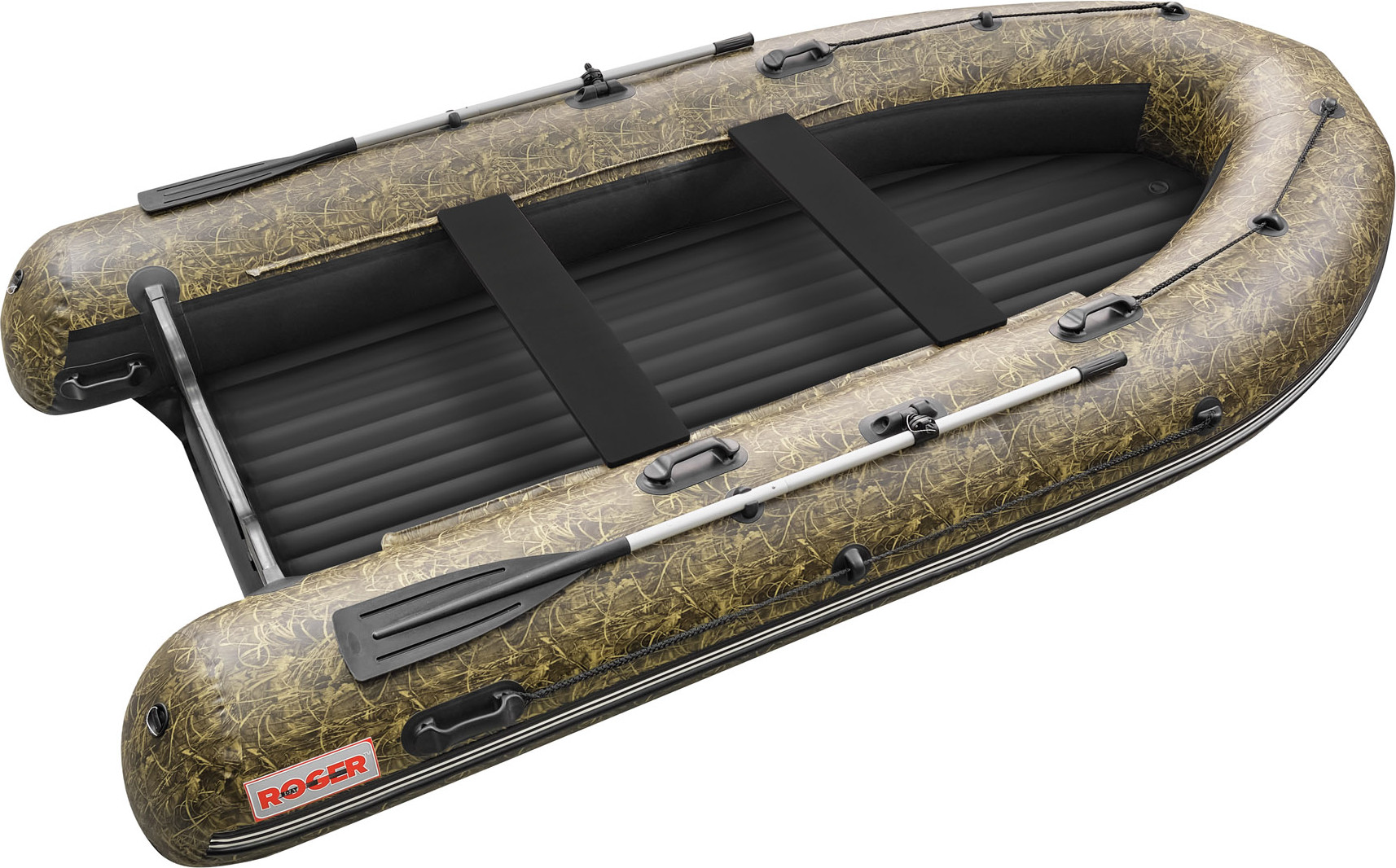 Надувная лодка Roger Boat Sfera 3800 (безконусная, средний киль, камуфляж камыш/черный комби)