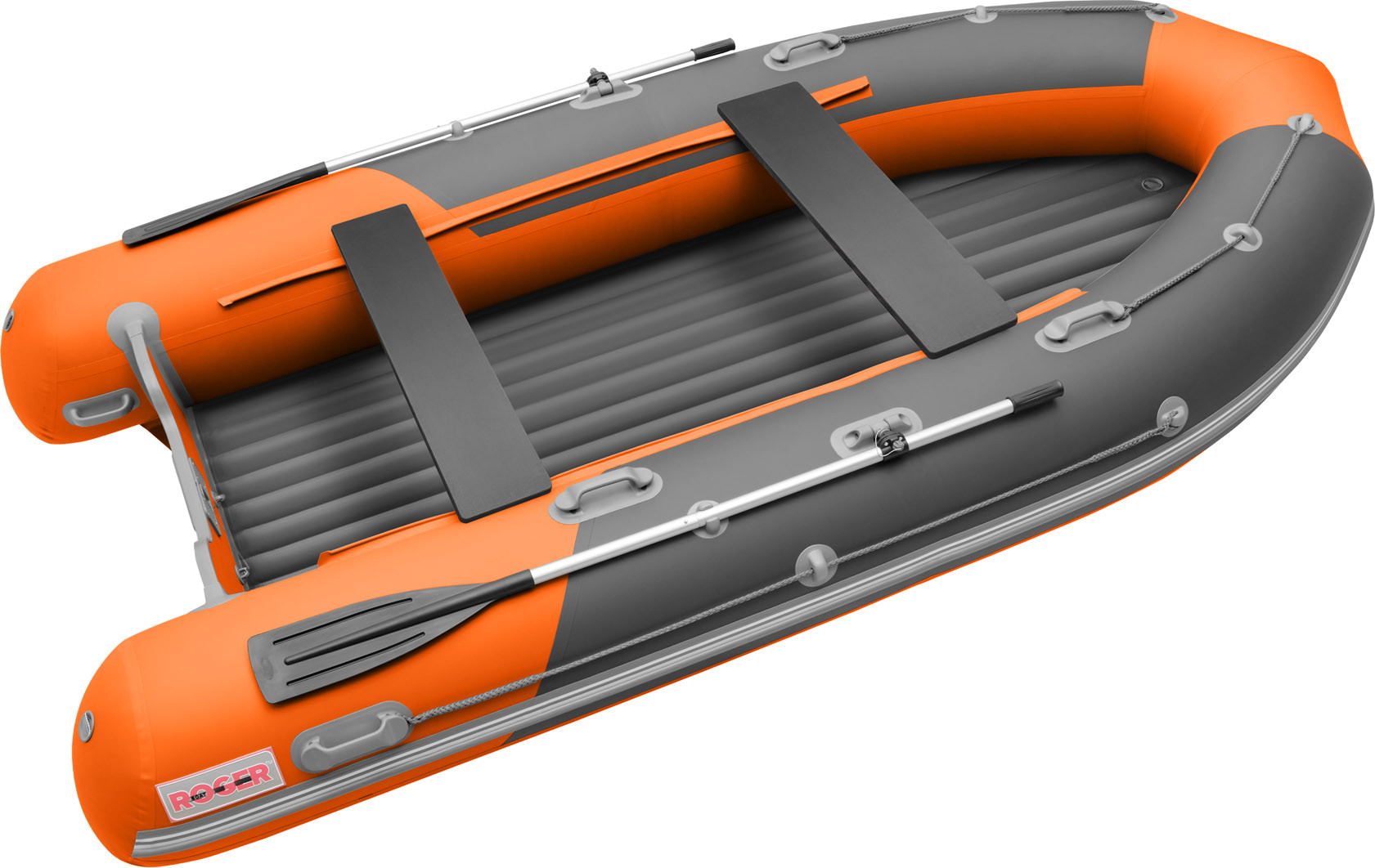 Надувная лодка Roger Boat Sfera 4000 (безконусная, средний киль, графит/оранжевый комби)