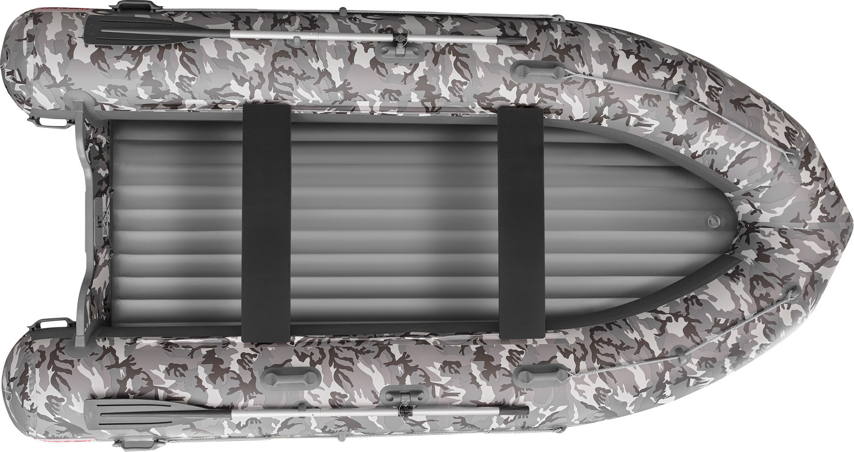 Надувная лодка Roger Boat Sfera 4000 (безконусная, средний киль, серый камуфляж/графит комби) — фото 2