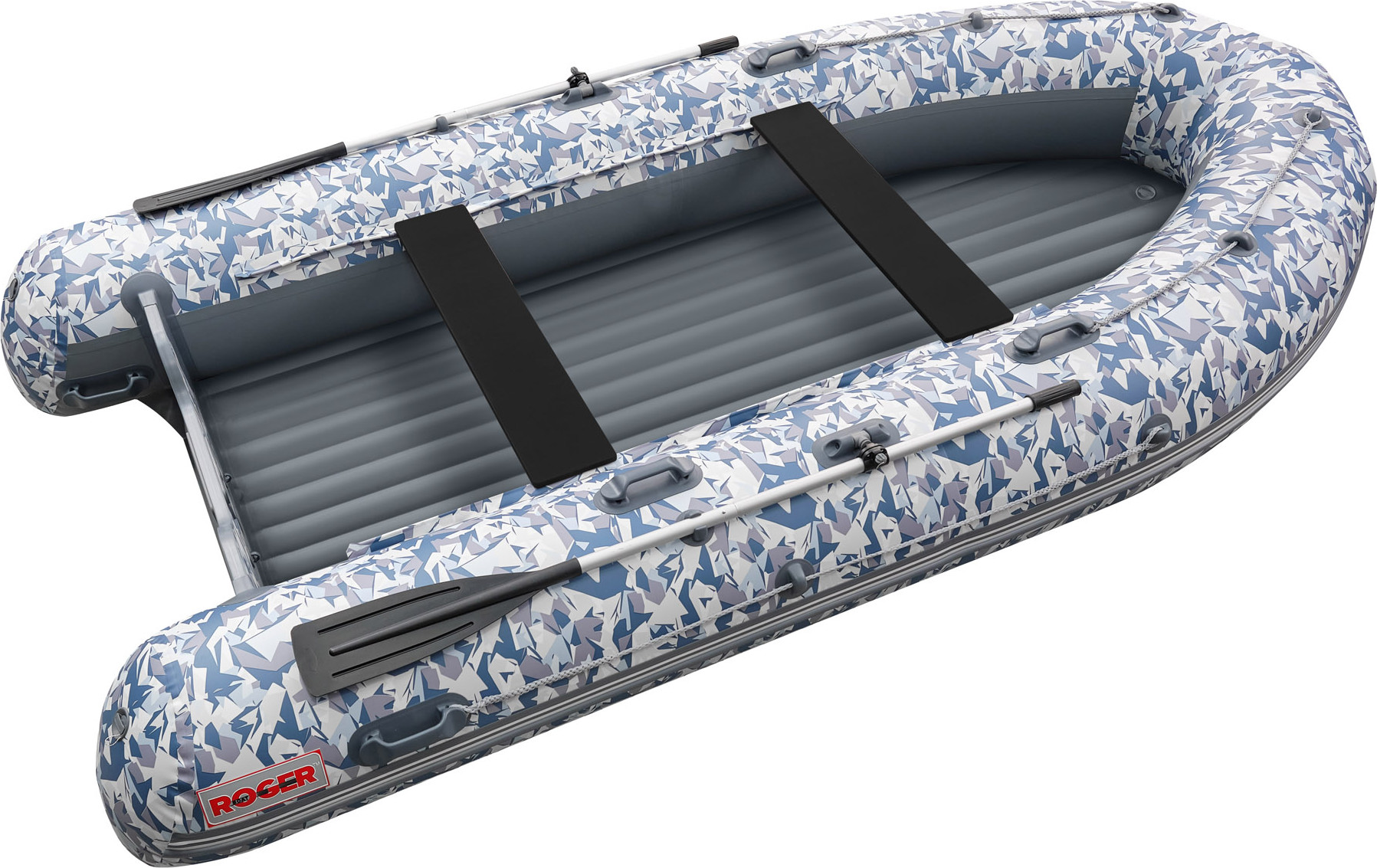 Надувная лодка Roger Boat Sfera 4000 (безконусная, средний киль, битое стекло/серый комби)