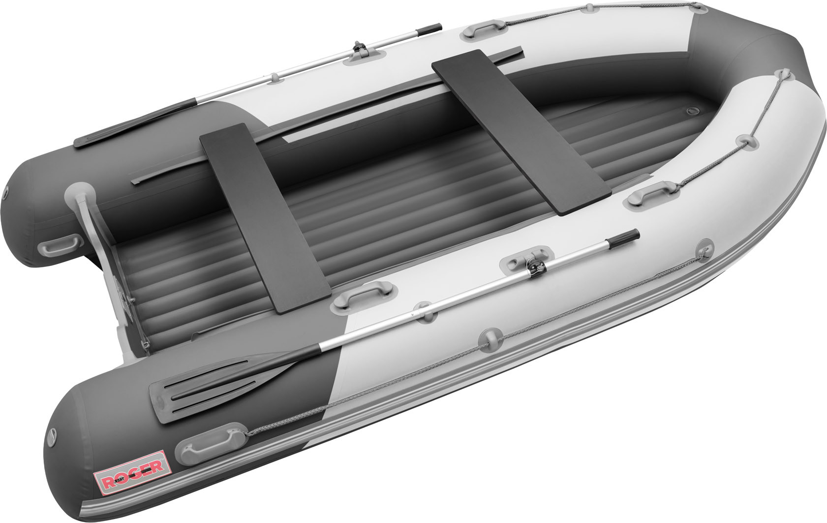 Надувная лодка Roger Boat Sfera 4200 (безконусная, средний киль, белый/графит комби)