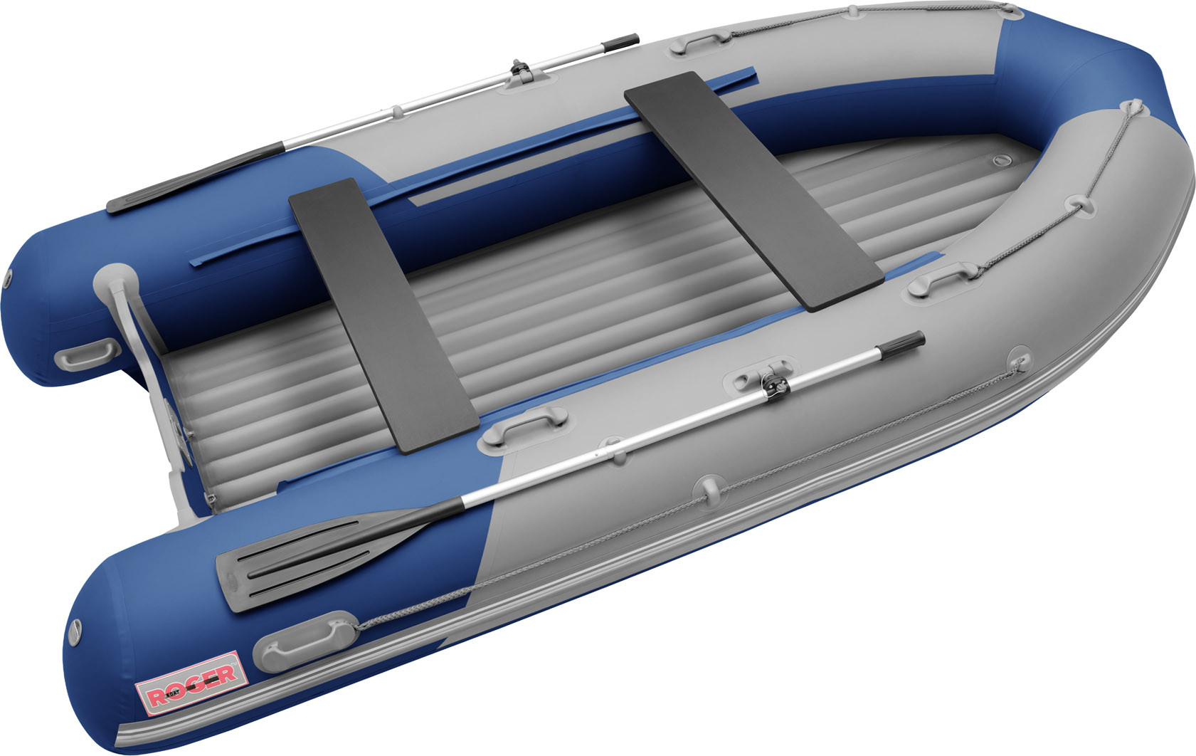 Надувная лодка Roger Boat Sfera 4200 (безконусная, средний киль, серый/синий комби)