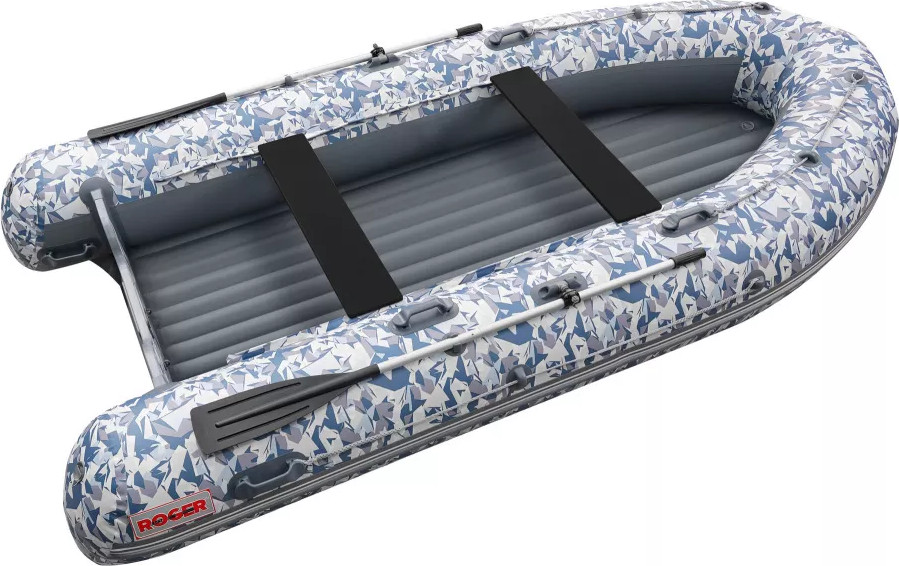 Надувная лодка Roger Boat Sfera 4200 (безконусная, средний киль, битое стекло/серый комби)