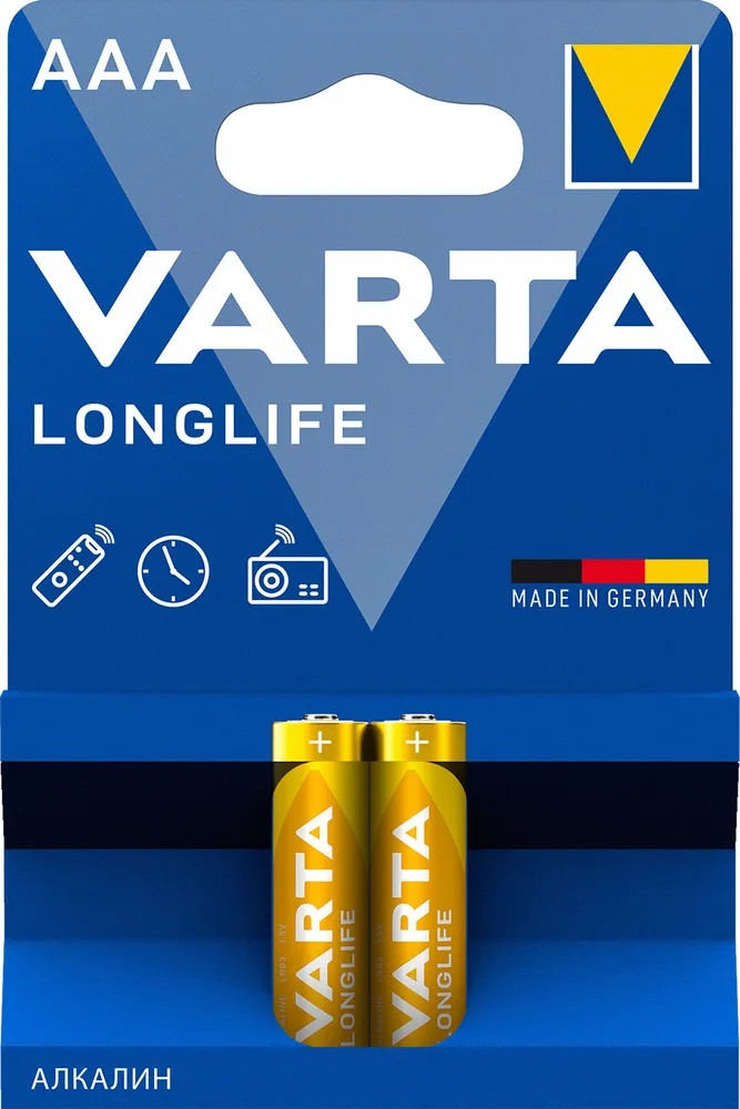 Комплект батареек Varta Longlife AAA / V04103113412 (2шт)