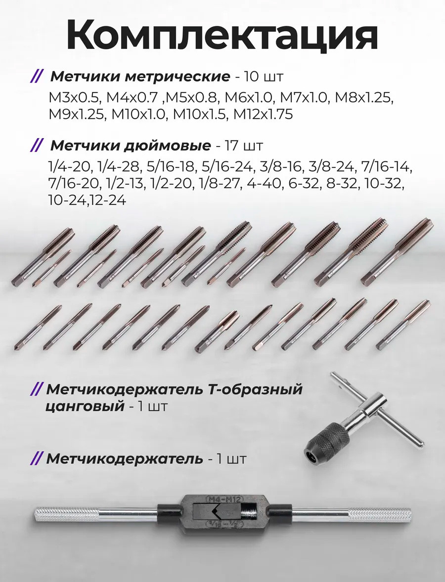 Резьбонарезной набор Yataforce YF-M060-3 (66274) — фото 3