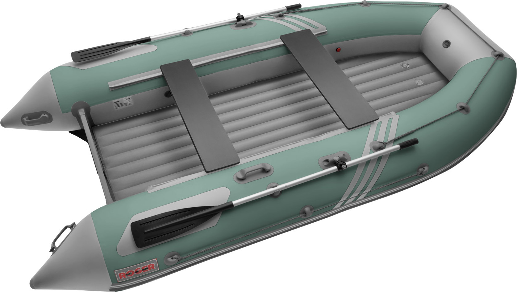 Надувная лодка Roger Boat Zefir 3700 (большой киль, зеленый/серый комби)