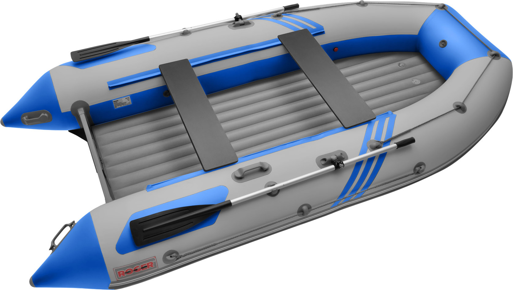 Надувная лодка Roger Boat Zefir 3700 (большой киль, серый/синий комби)