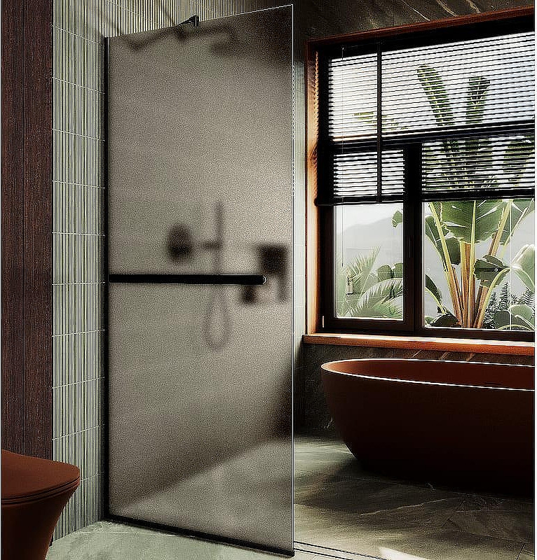 Душевая стенка MaybahGlass 99x195 / MGD-1460-6у (бронзовое матовое стекло/черный)