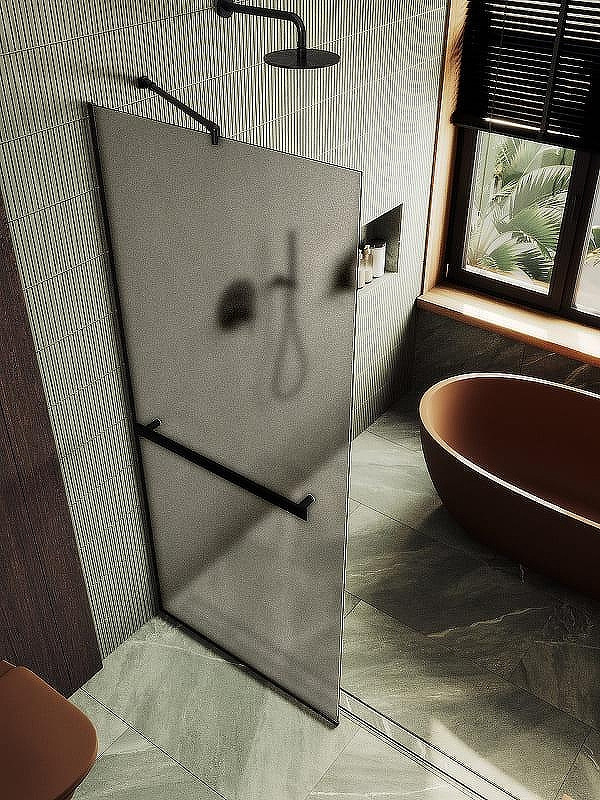 Душевая стенка MaybahGlass 99x195 / MGD-1460-6у (бронзовое матовое стекло/черный) — фото 2