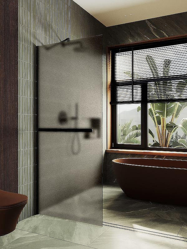 Душевая стенка MaybahGlass 99x195 / MGD-1460-6ш (бронзовое матовое стекло/черный) — фото 2