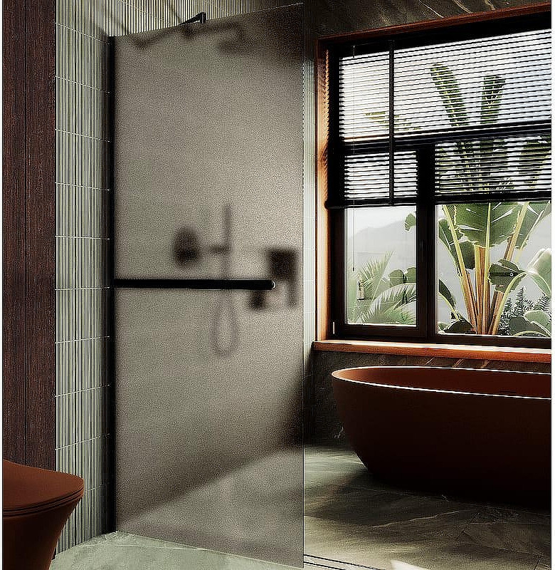 Душевая стенка MaybahGlass 99x195 / MGD-1460-6ш (бронзовое матовое стекло/черный)