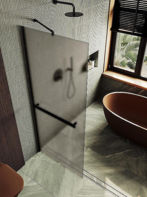 Душевая стенка MaybahGlass 99x195 / MGD-1460-6ш (бронзовое матовое стекло/черный) — фото 3