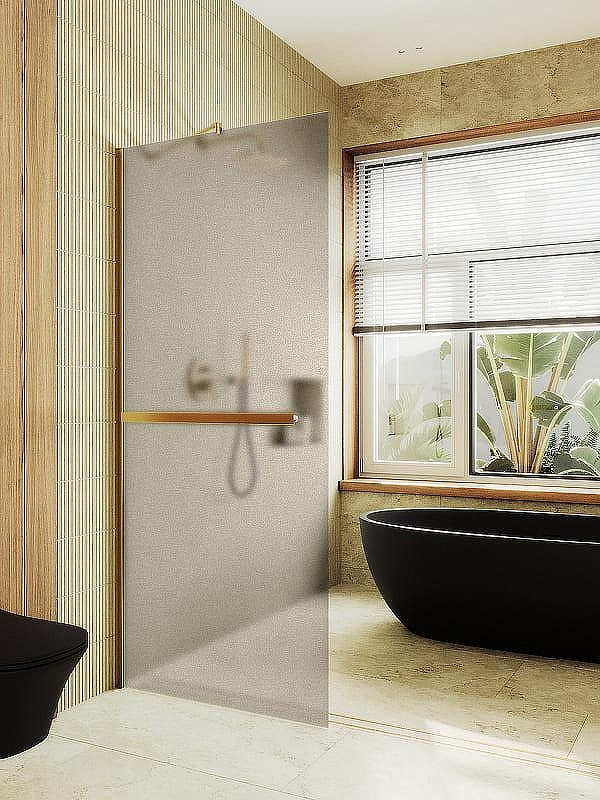 Душевая стенка MaybahGlass 99x195 / MGD-1460-3ш (бронзовое матовое стекло/золото) — фото 2