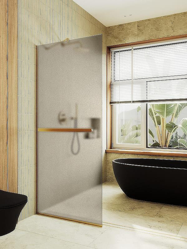 Душевая стенка MaybahGlass 99x195 / MGD-1460-3у (бронзовое матовое стекло/золото) — фото 2