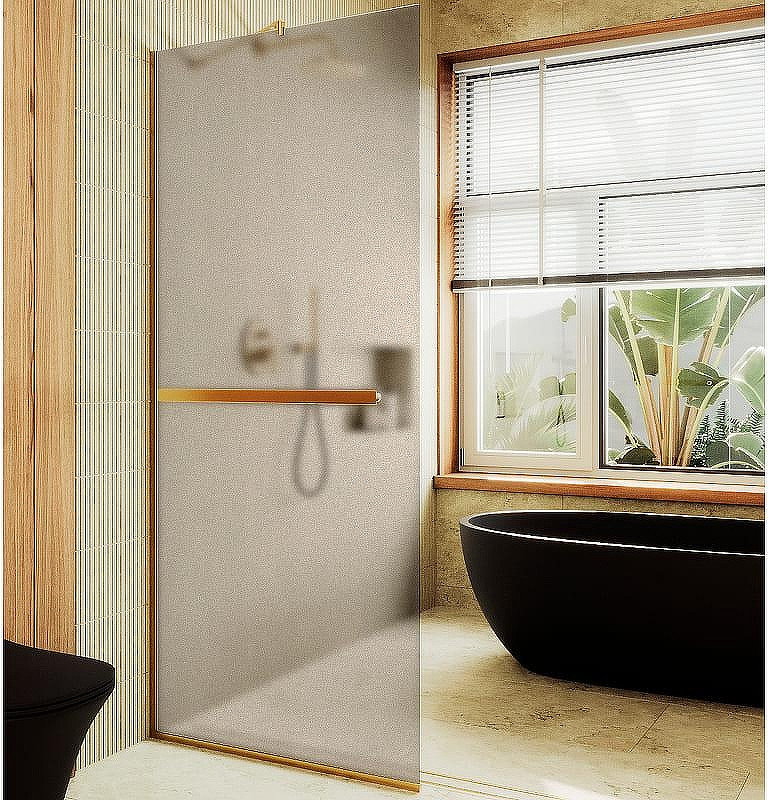 Душевая стенка MaybahGlass 99x195 / MGD-1460-3у (бронзовое матовое стекло/золото)