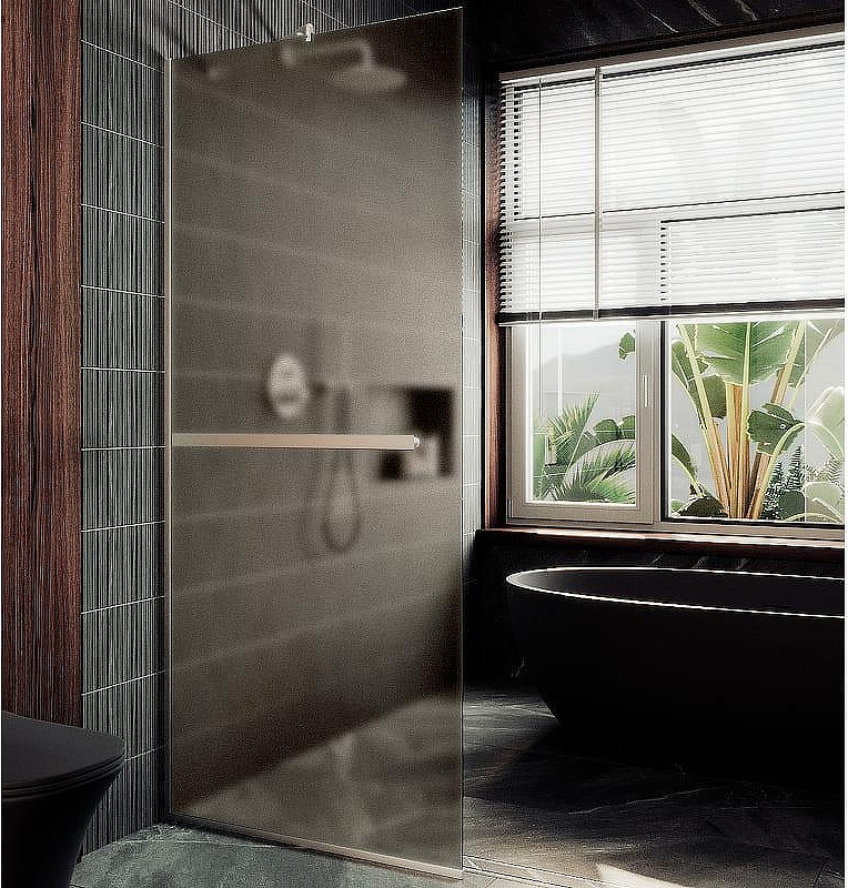Душевая стенка MaybahGlass 99x195 / MGD-1460-5у (бронзовое матовое стекло/хром матовый)