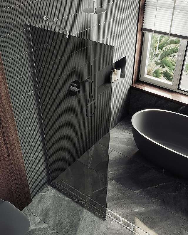 Душевая стенка MaybahGlass 99x195 / MGD-1355-4у (графитовое стекло/хром глянцевый) — фото 3