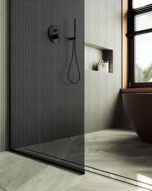 Душевая стенка MaybahGlass 99x195 / MGD-1355-6у (графитовое стекло/черный) — фото 6