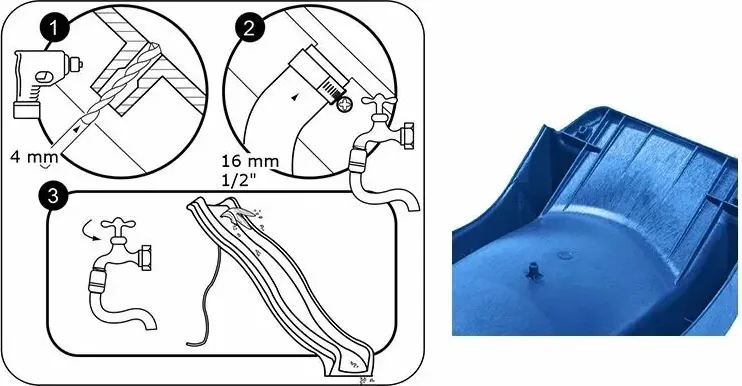 Скат для горки KBT Tsuri HDPE / 402.015.018.001 (с подключением к воде, пастельно-розовый) — фото 5