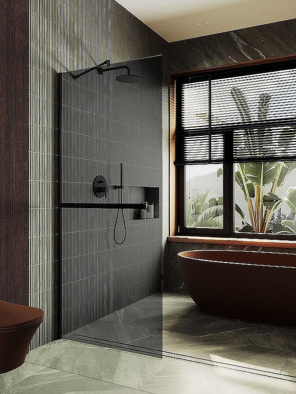Душевая стенка MaybahGlass 99x195 / MGD-1461-6ш (графитовое стекло/черный) — фото 2