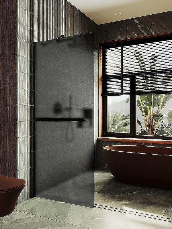 Душевая стенка MaybahGlass 99x195 / MGD-1462-6ш (графитовое матовое стекло/черный) — фото 3