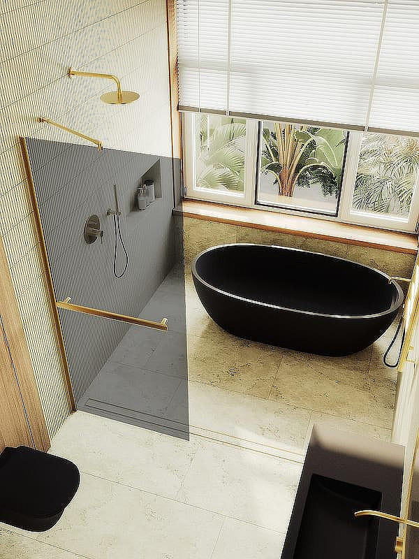 Душевая стенка MaybahGlass 99x195 / MGD-1461-3ш (графитовое стекло/золото) — фото 2