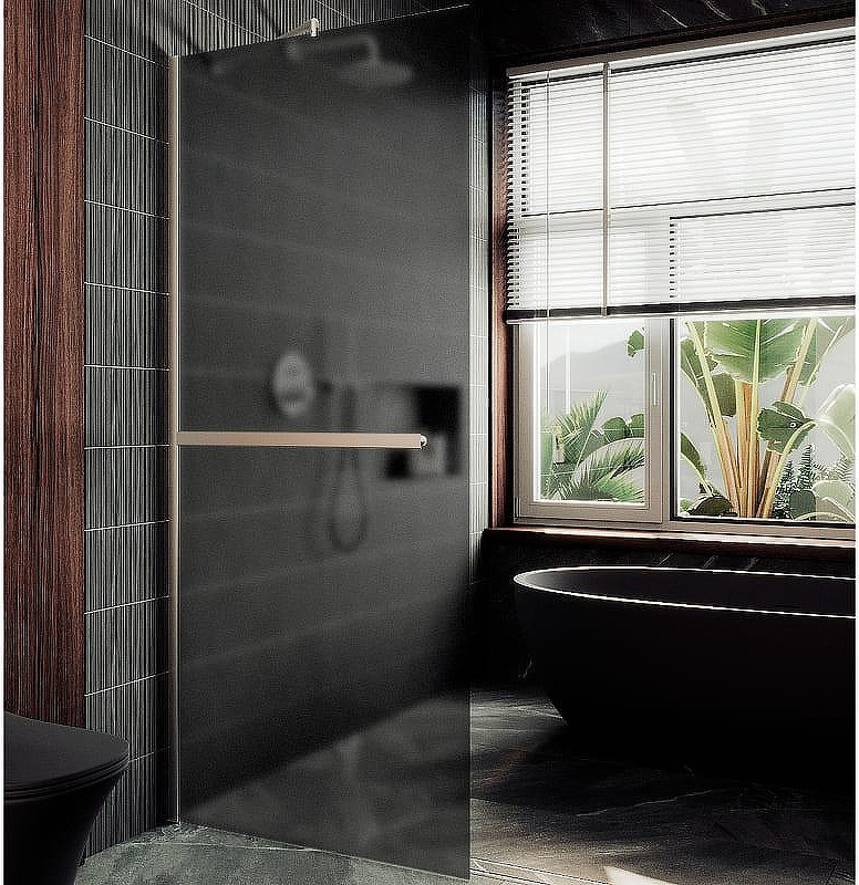 Душевая стенка MaybahGlass 99x195 / MGD-1462-5ш (графитовое матовое стекло/хром матовый)
