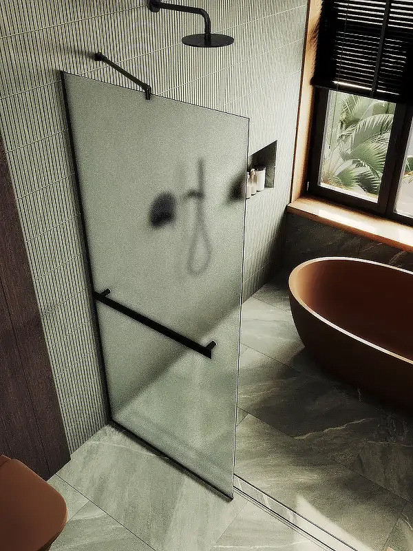 Душевая стенка MaybahGlass 99x195 / MGD-1463-6у (сатин стекло/черный) — фото 5