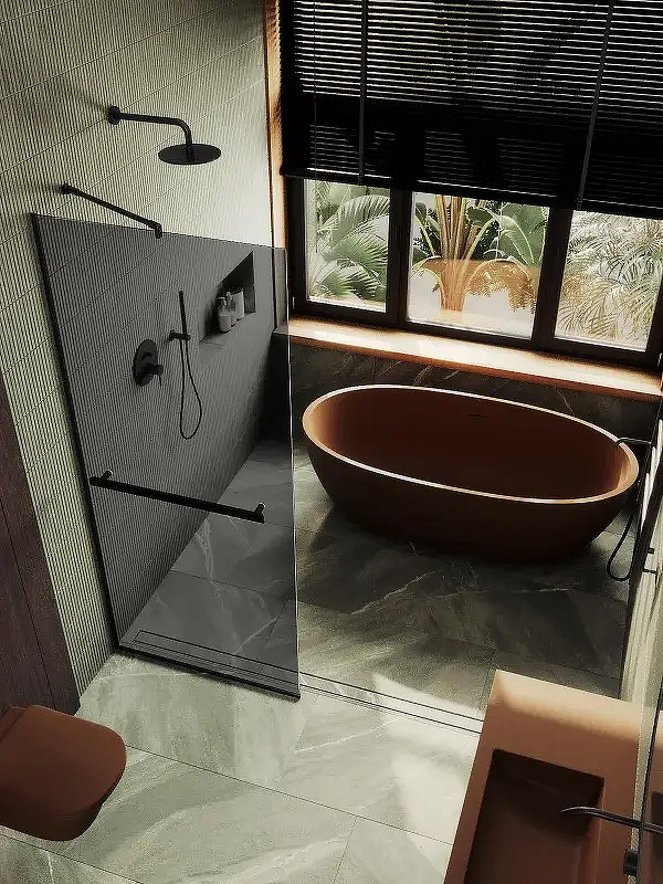 Душевая стенка MaybahGlass 99x195 / MGD-1461-6у (графитовое стекло/черный) — фото 3