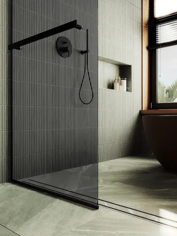 Душевая стенка MaybahGlass 99x195 / MGD-1461-6у (графитовое стекло/черный) — фото 6
