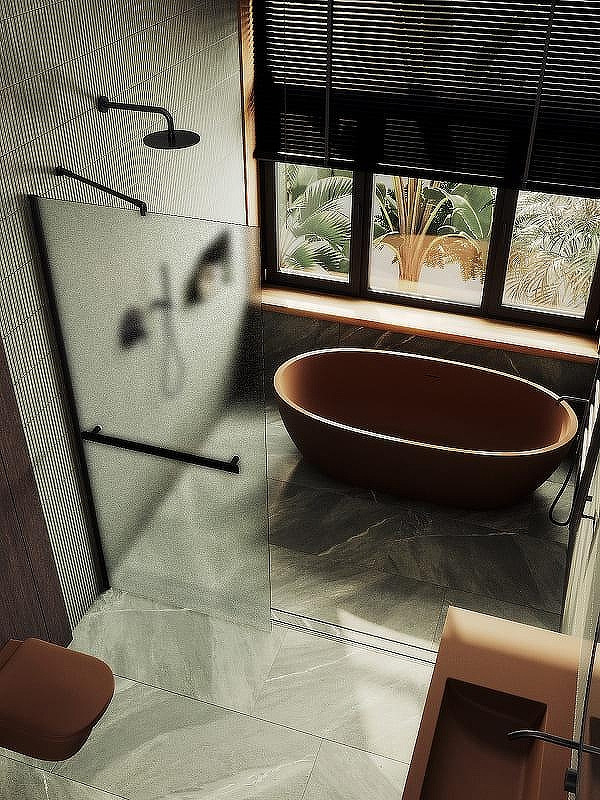 Душевая стенка MaybahGlass 99x195 / MGD-1463-6ш (сатин стекло/черный) — фото 4