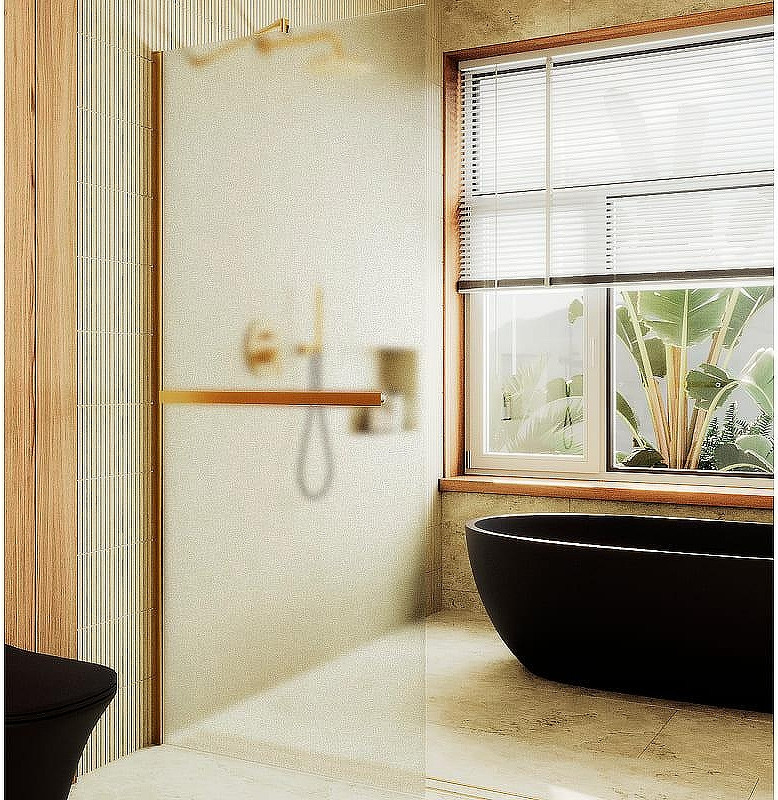 Душевая стенка MaybahGlass 99x195 / MGD-1463-3ш (cатин cтекло/золото)