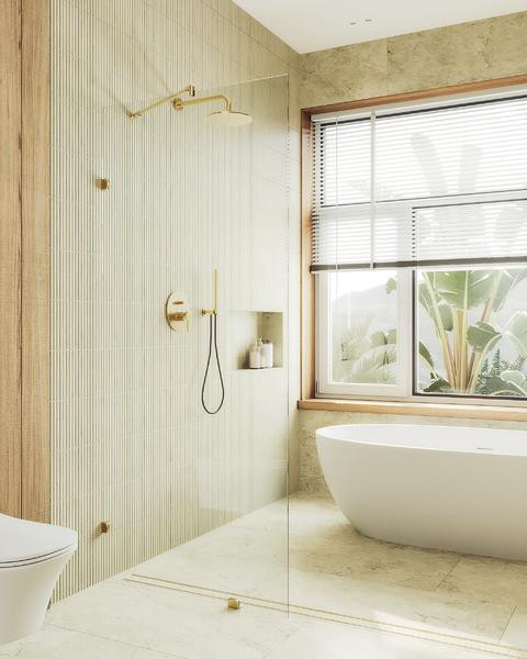 Душевая стенка MaybahGlass 79x195 / MGD-259-3 (прозрачное стекло/золото)