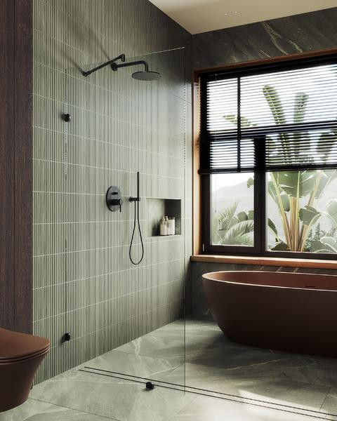 Душевая стенка MaybahGlass 79x195 / MGD-259-6 (прозрачное стекло/черный)