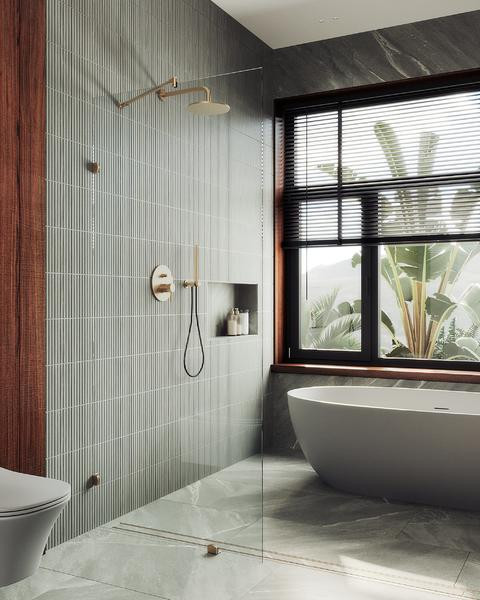 Душевая стенка MaybahGlass 79x195 / MGD-259-2 (прозрачное стекло/бронза)