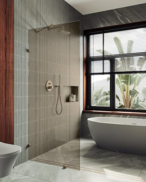 Душевая стенка MaybahGlass 79x195 / MGD-262-3 (бронзовое стекло/золото)