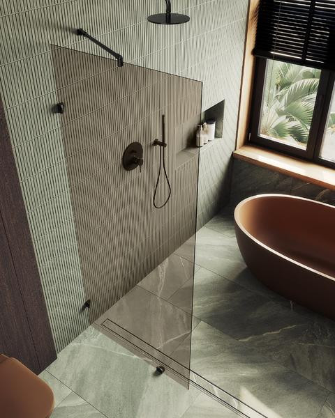 Душевая стенка MaybahGlass 79x195 / MGD-262-6 (бронзовое стекло/черный) — фото 3