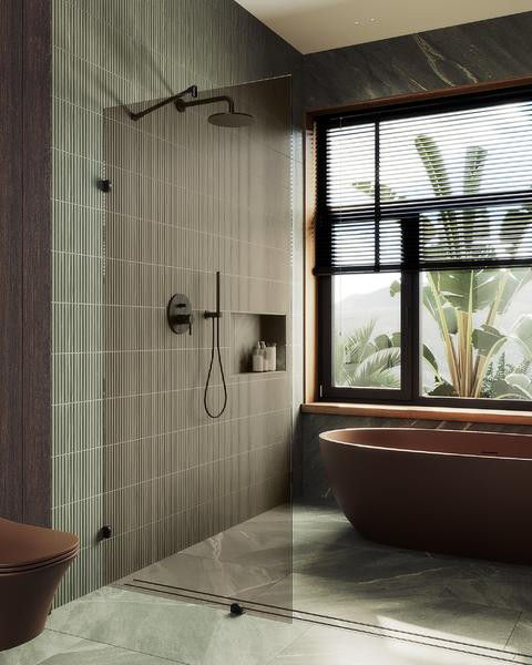 Душевая стенка MaybahGlass 79x195 / MGD-262-6 (бронзовое стекло/черный)