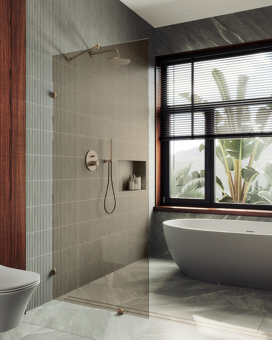 Душевая стенка MaybahGlass 79x195 / MGD-262-2 (бронзовое стекло/бронза)