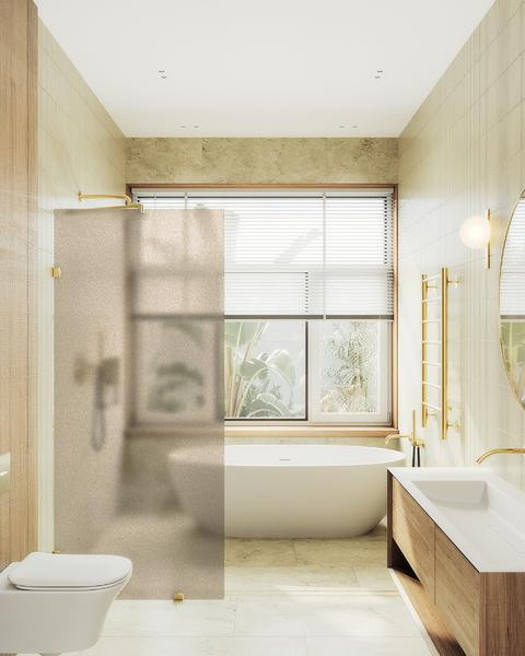 Душевая стенка MaybahGlass 79x195 / MGD-265-3 (бронзовое матовое стекло/золото) — фото 2