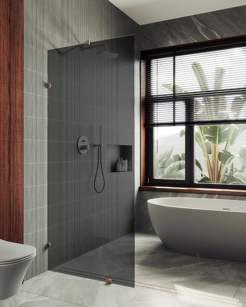 Душевая стенка MaybahGlass 79x195 / MGD-274-2 (графитовое стекло/бронза)