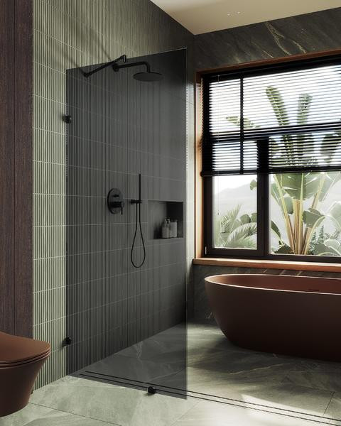 Душевая стенка MaybahGlass 79x195 / MGD-274-6 (графитовое стекло/черный)