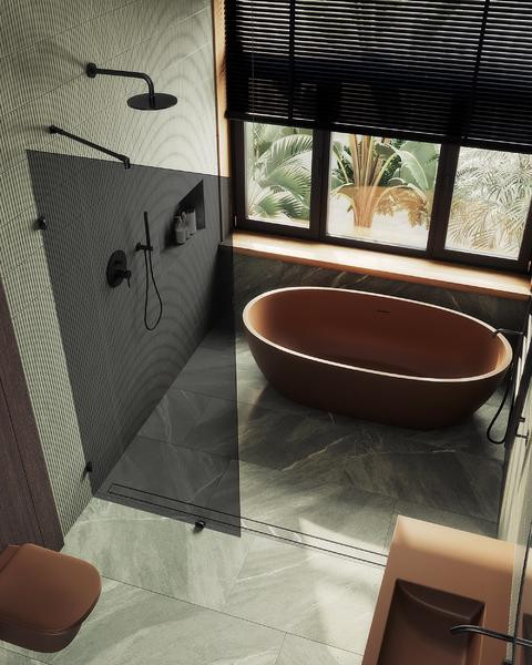 Душевая стенка MaybahGlass 79x195 / MGD-274-6 (графитовое стекло/черный) — фото 4