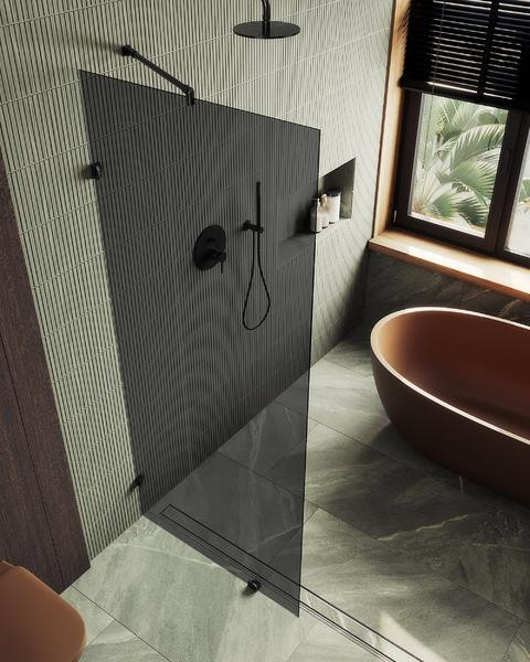 Душевая стенка MaybahGlass 79x195 / MGD-274-6 (графитовое стекло/черный) — фото 3