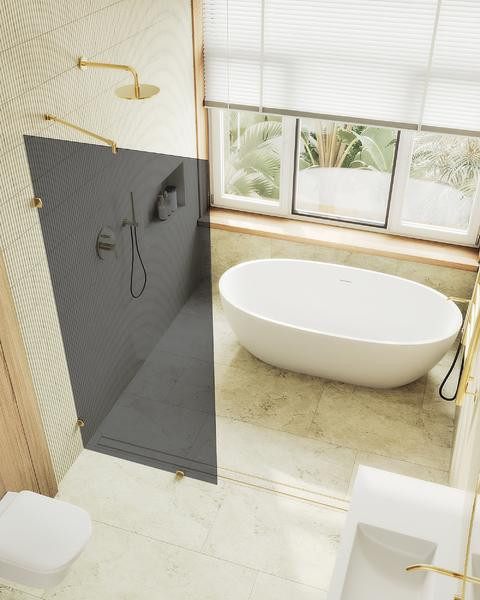 Душевая стенка MaybahGlass 79x195 / MGD-274-3 (графитовое стекло/золото) — фото 4