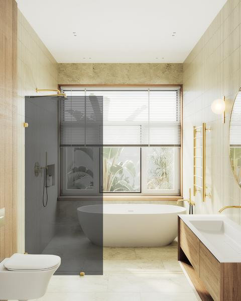 Душевая стенка MaybahGlass 79x195 / MGD-274-3 (графитовое стекло/золото) — фото 2
