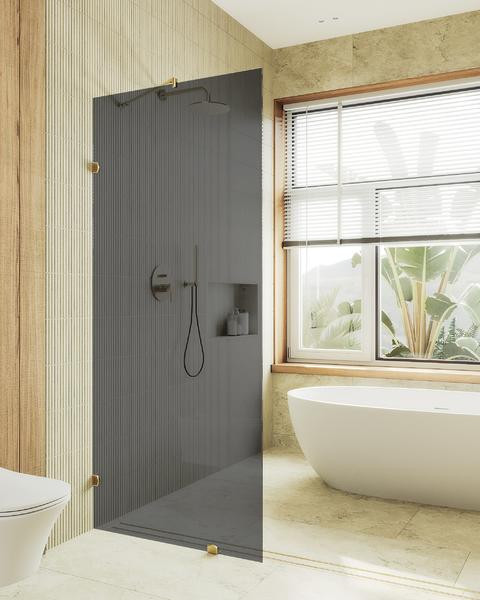 Душевая стенка MaybahGlass 79x195 / MGD-274-3 (графитовое стекло/золото)