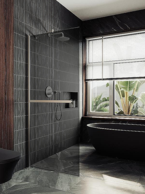 Душевая стенка MaybahGlass 99x195 / MGD-1461-5ш (графитовое стекло/хром матовый) — фото 2